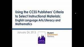 Using the CCSS Publishers' Criteria 